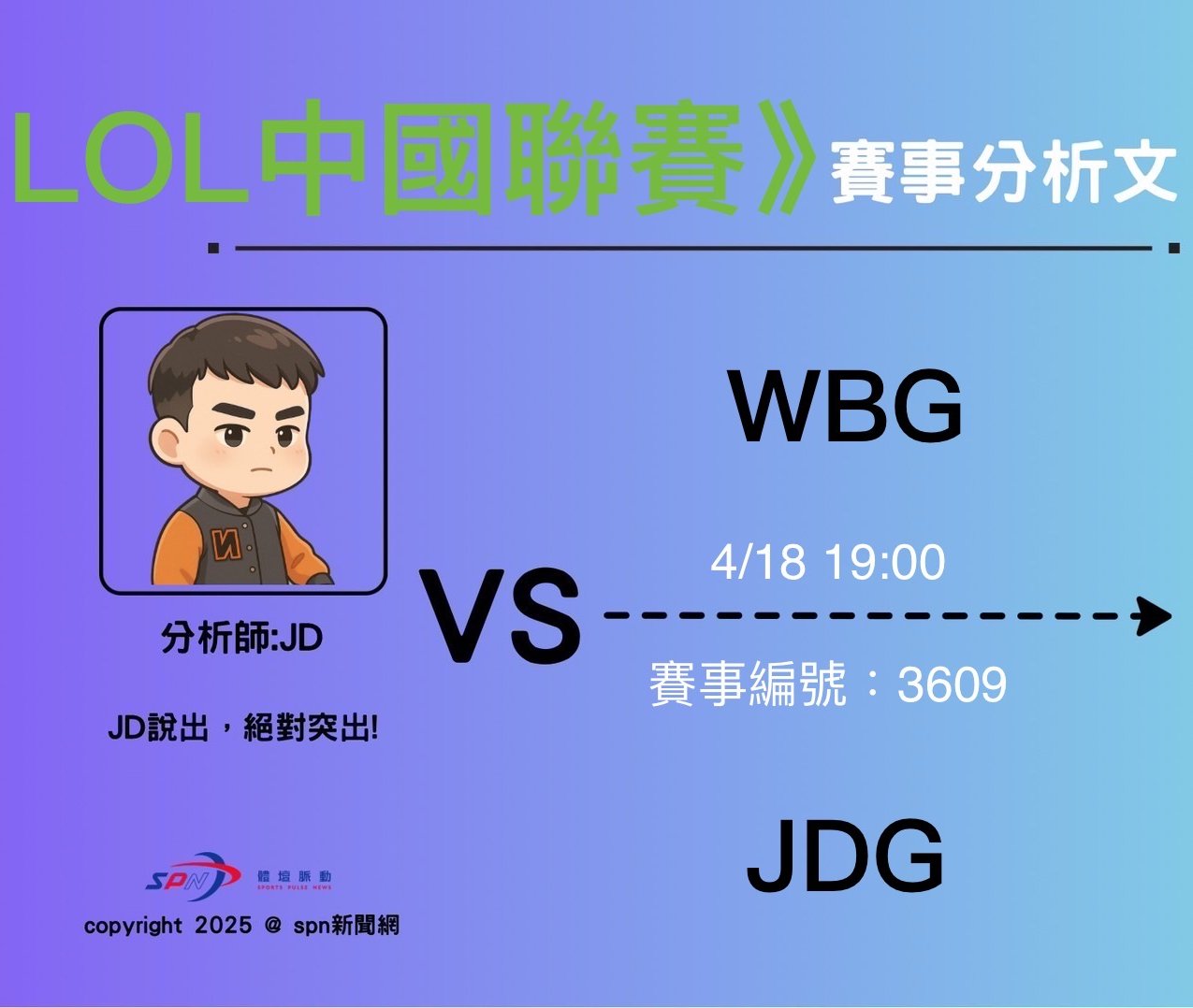 運彩學堂》 LOL中國職業聯賽 JDG穩定的團隊戰術執行 想再次對戰WBG搶下勝利