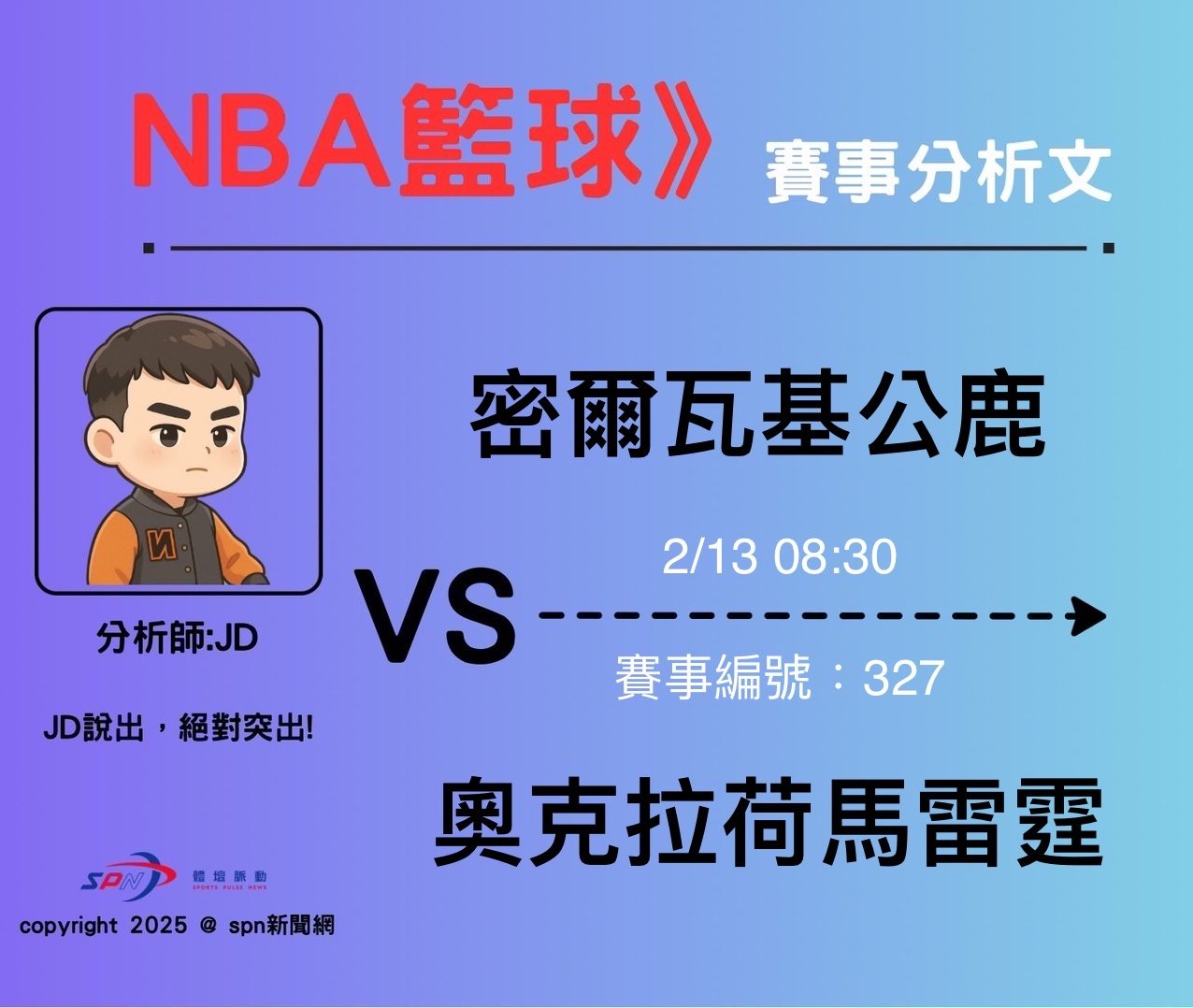 運彩學堂》 例行賽｜   密爾瓦基公鹿 VS  奧克拉荷馬雷霆