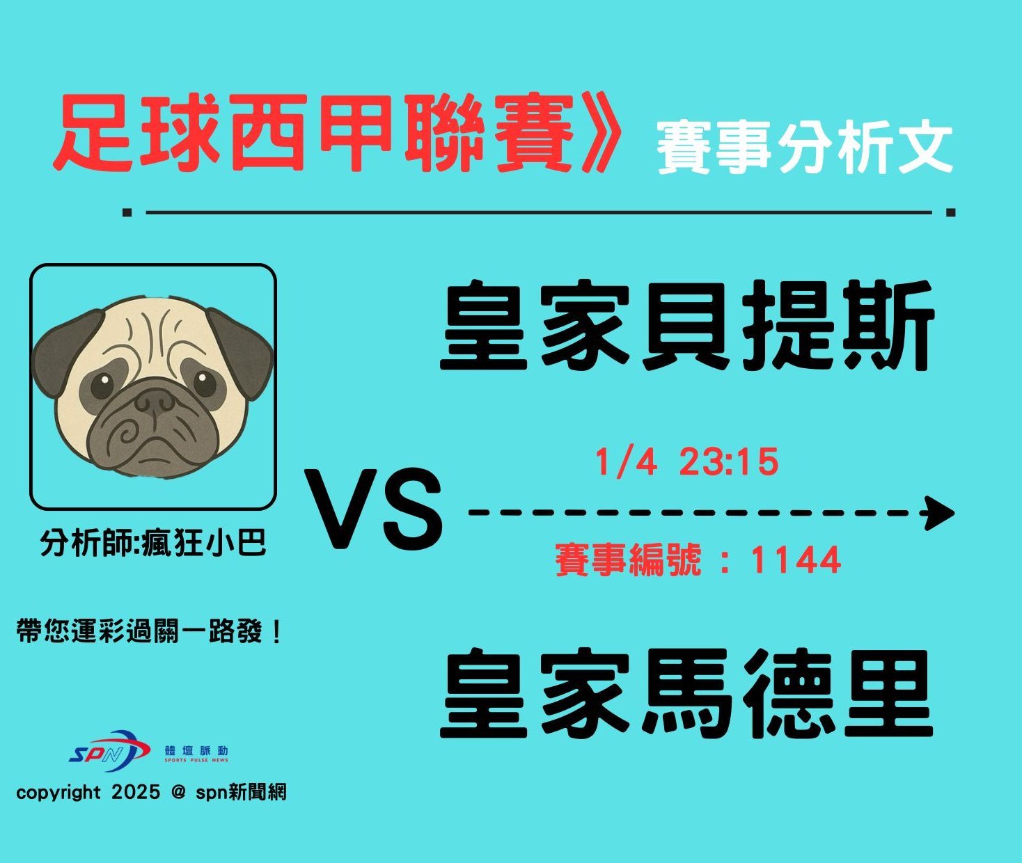 運彩學堂》西甲聯賽皇家貝提斯客場出戰皇家馬德里