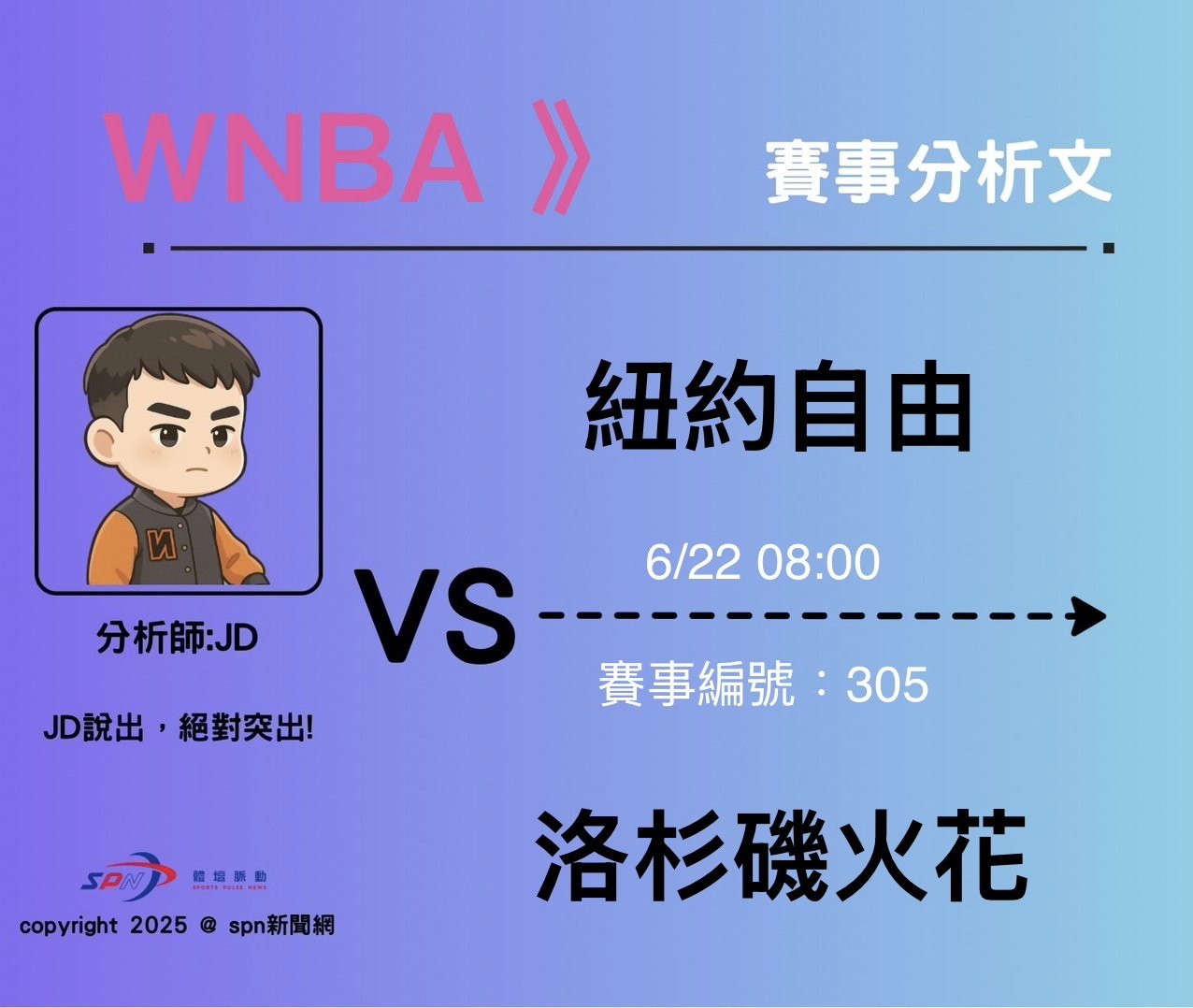 運彩學堂》 6/22  WNBA 東區強權對上西區中段班的對決，目前大眾普遍看好自由客場帶走勝利