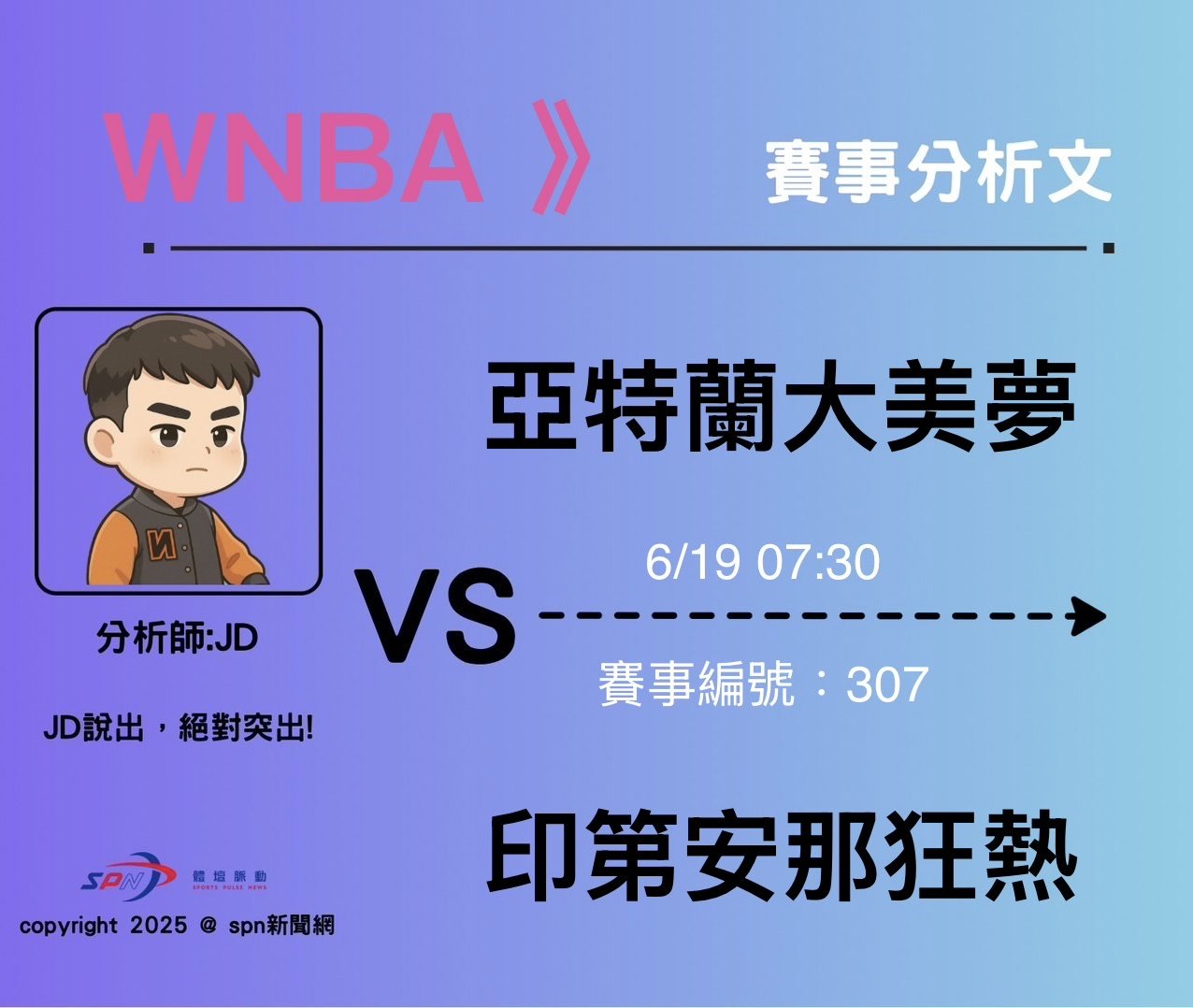 運彩學堂》 6/19 WNBA 印第安那狂熱上次交手亞特蘭大美夢，可否複製完全限制住美夢進攻