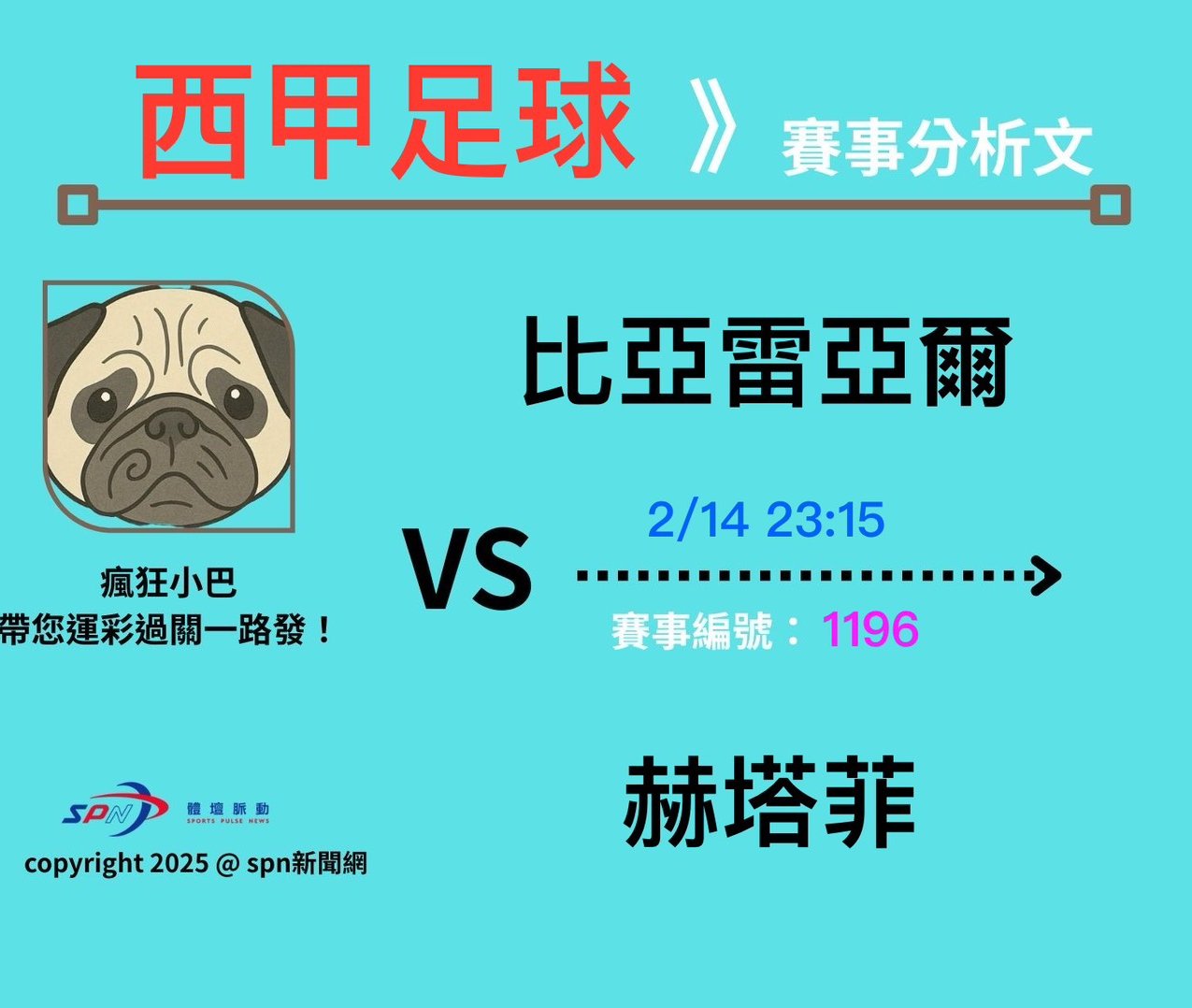 運彩學堂》西甲聯賽足球比亞雷亞爾VS 赫塔菲