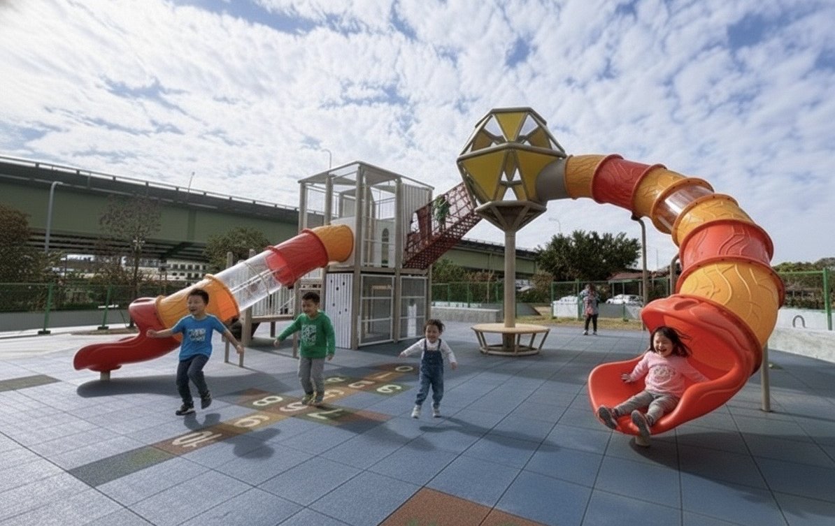 大里涼傘樹公園「探索城堡」華麗轉身！ 墓區翻轉變身親子冒險樂園