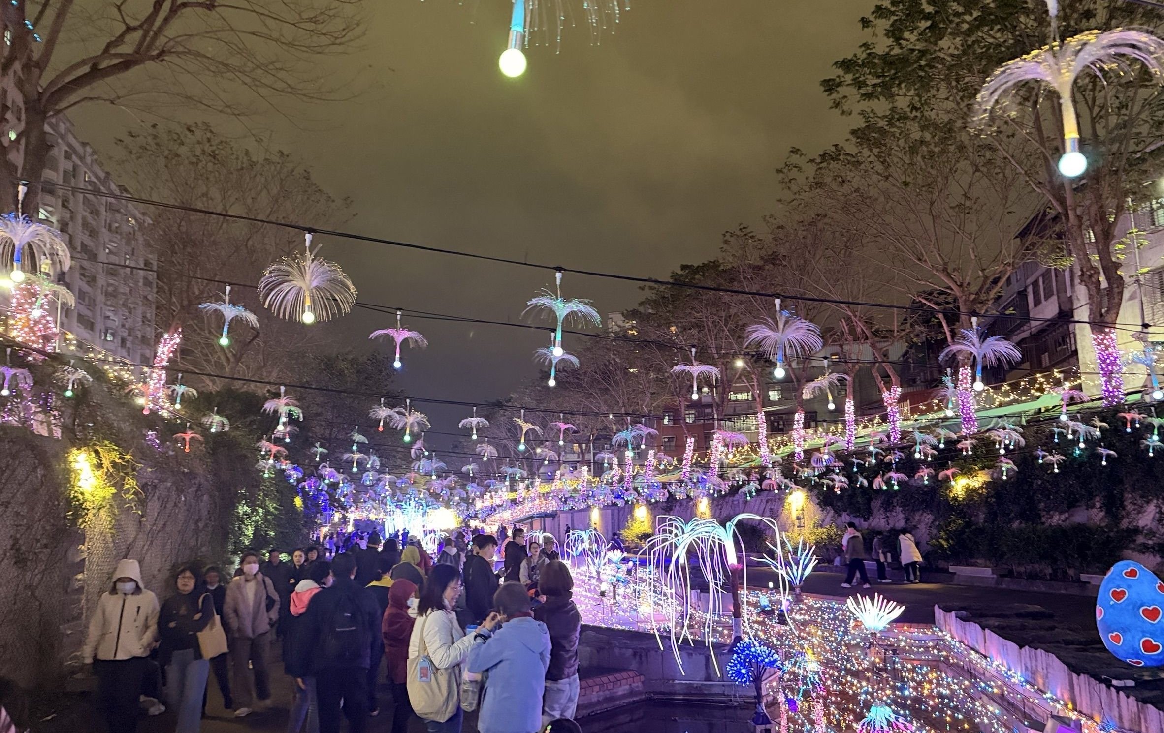 白色情人節浪漫突襲！ 中港大排光雕快閃 7米「星耀之樹」點亮新莊夜空