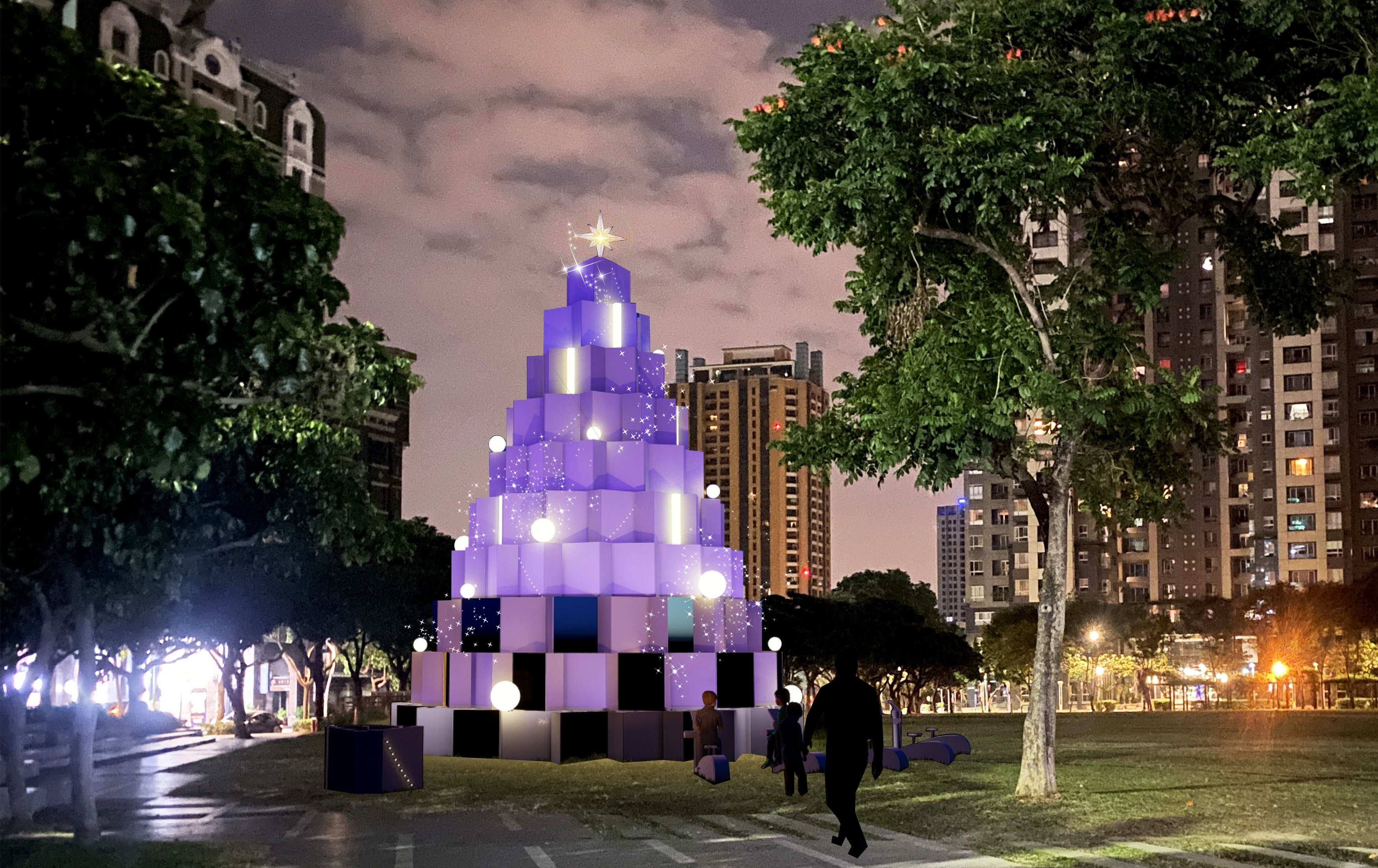 號召千人報佳音！台中好聖誕溫馨登場 9米「聚．光」主燈閃耀市民廣場