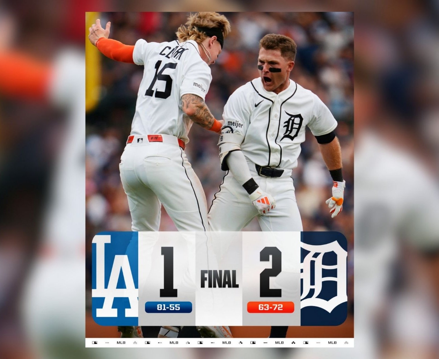 MLB》麥格尼格爾再見安打送走道奇 老虎2比1險勝止敗 李灝宇4打數1安打關鍵保送