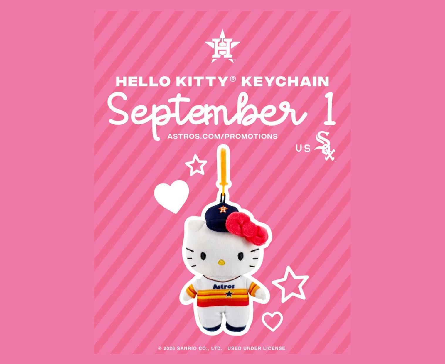 MLB》「Hello Kitty」魅力掃到球場 9月1日休士頓太空人主場登場 限量聯名鑰匙圈引爆期待