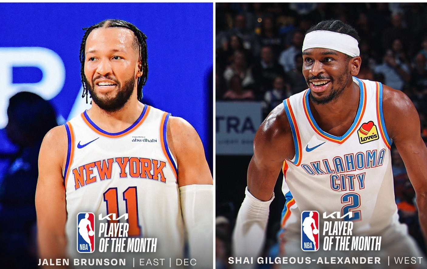 NBA》NBA 12月最佳球員揭曉！SGA、布朗森強勢統治東西區